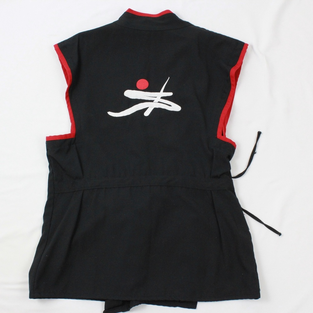 Samurai Spell Out Sleeveless Ninja Wrap Tie Black